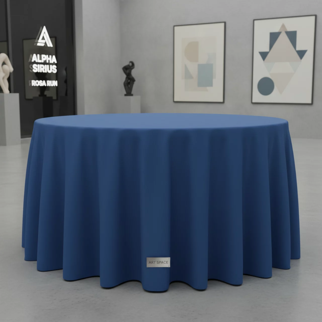 Аренда Скатерть круглая габардиновая васильковая 2300 мм в Alpha Sirius — ART SPACE