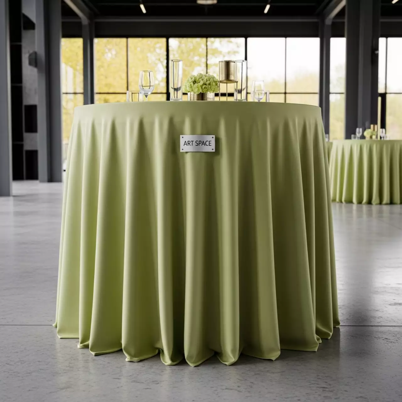 Аренда Скатерть круглая из матины пастельно грушевая в парке «Ривьера» — ART SPACE