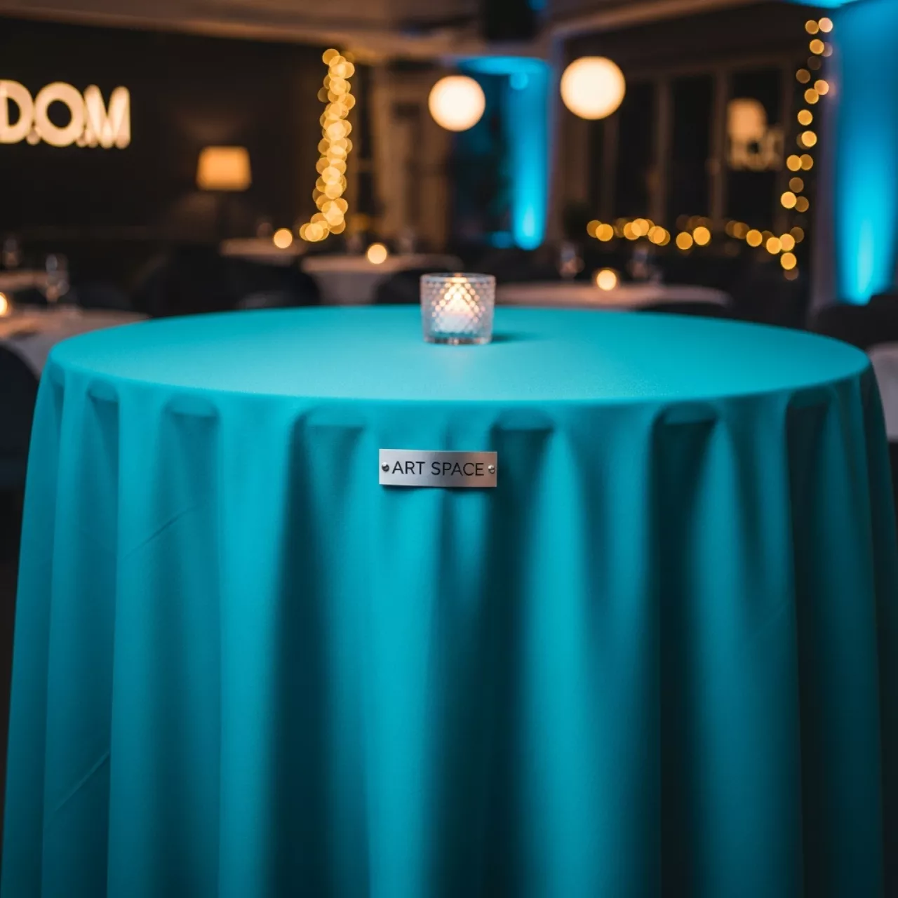 Аренда Скатерть круглая Pantone 571 бирюзовая в ресторане «D.O.M» — ART SPACE