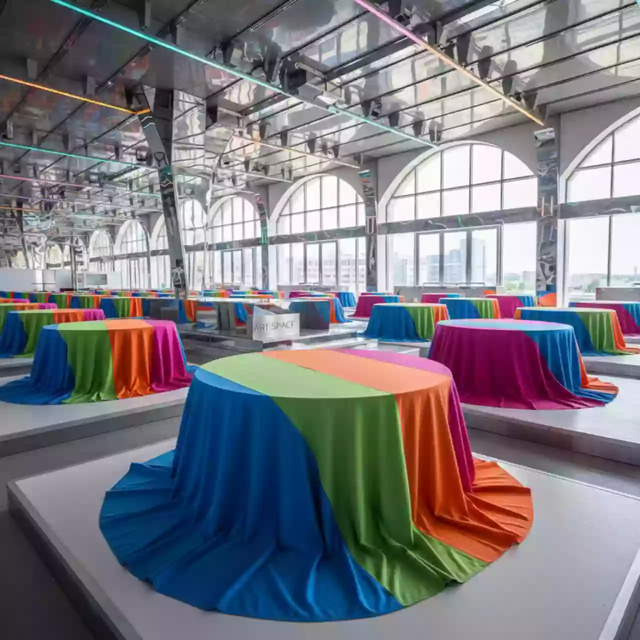 Аренда Скатерть круглая под любой цвет диаметр 280 см в Керлинговом центре «Ледяной куб» — ART SPACE