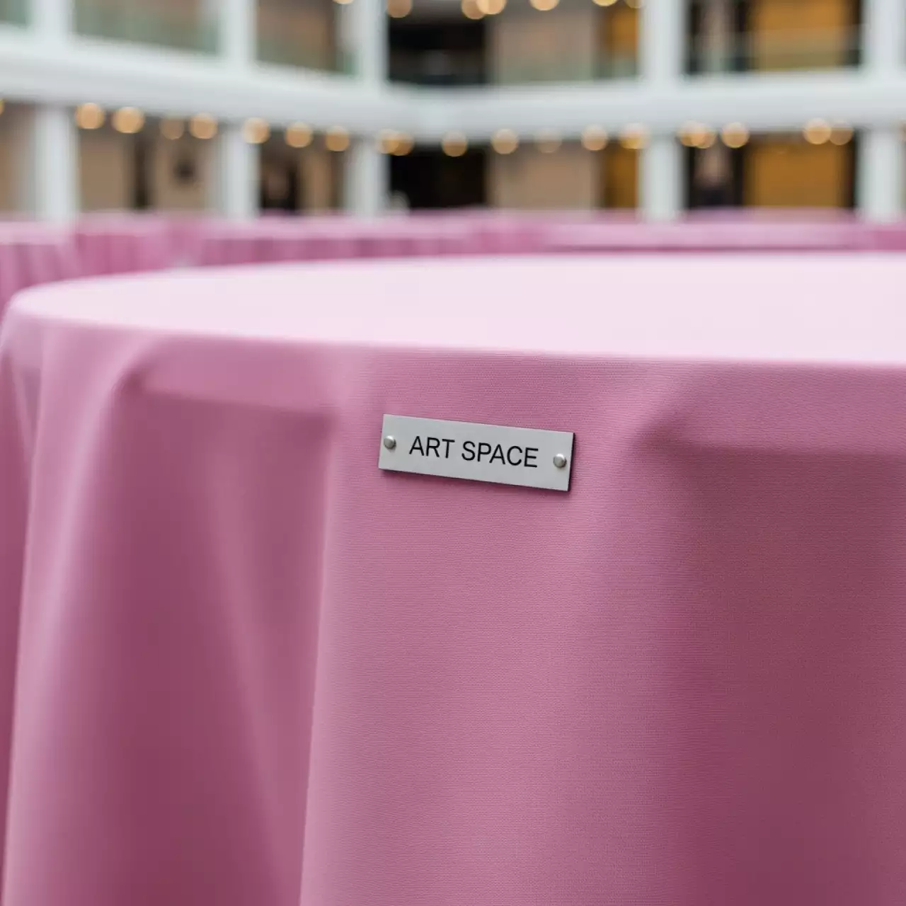 Аренда Скатерть круглая розовая в ледовом дворце «Роза Хутор» — ART SPACE