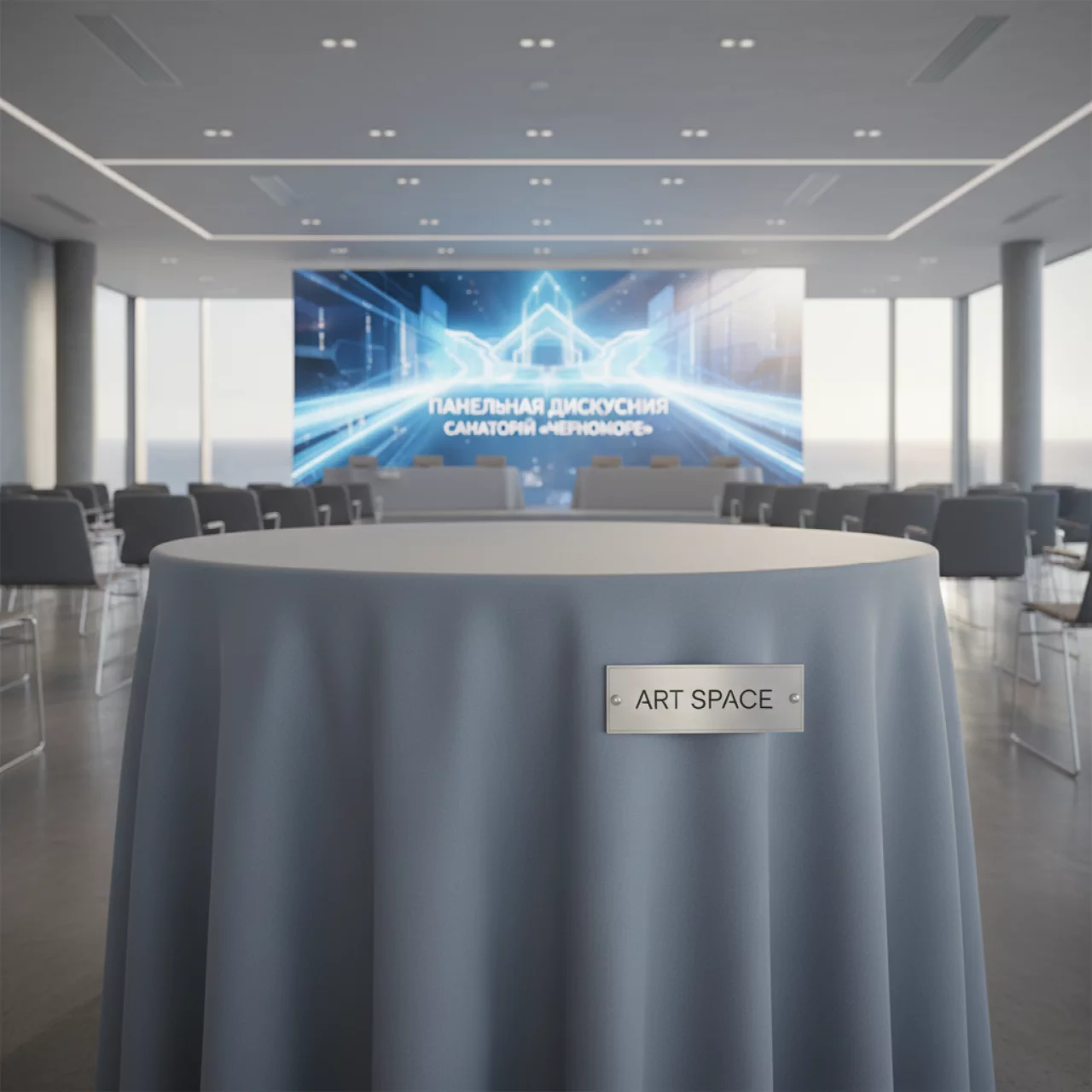 Аренда Скатерть круглая серая Pantone Cool Gray 2 в санатории «Черноморье» — ART SPACE