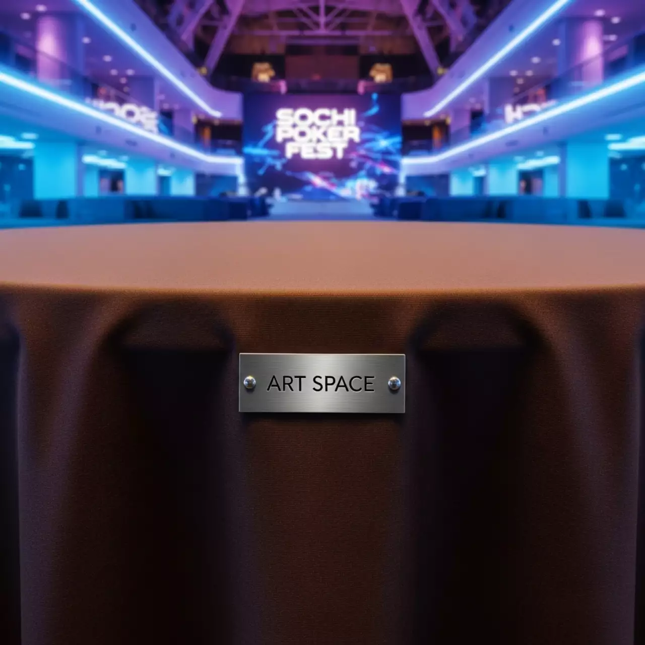 Аренда Скатерть круглая шоколад диаметр 3,15 м в зале «Чайка» (Морпорт) — ART SPACE