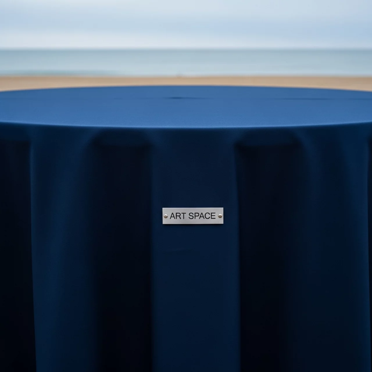 Аренда Скатерть круглая темно синего цвета диаметр 3,3 м на пляже «Ривьера» — ART SPACE