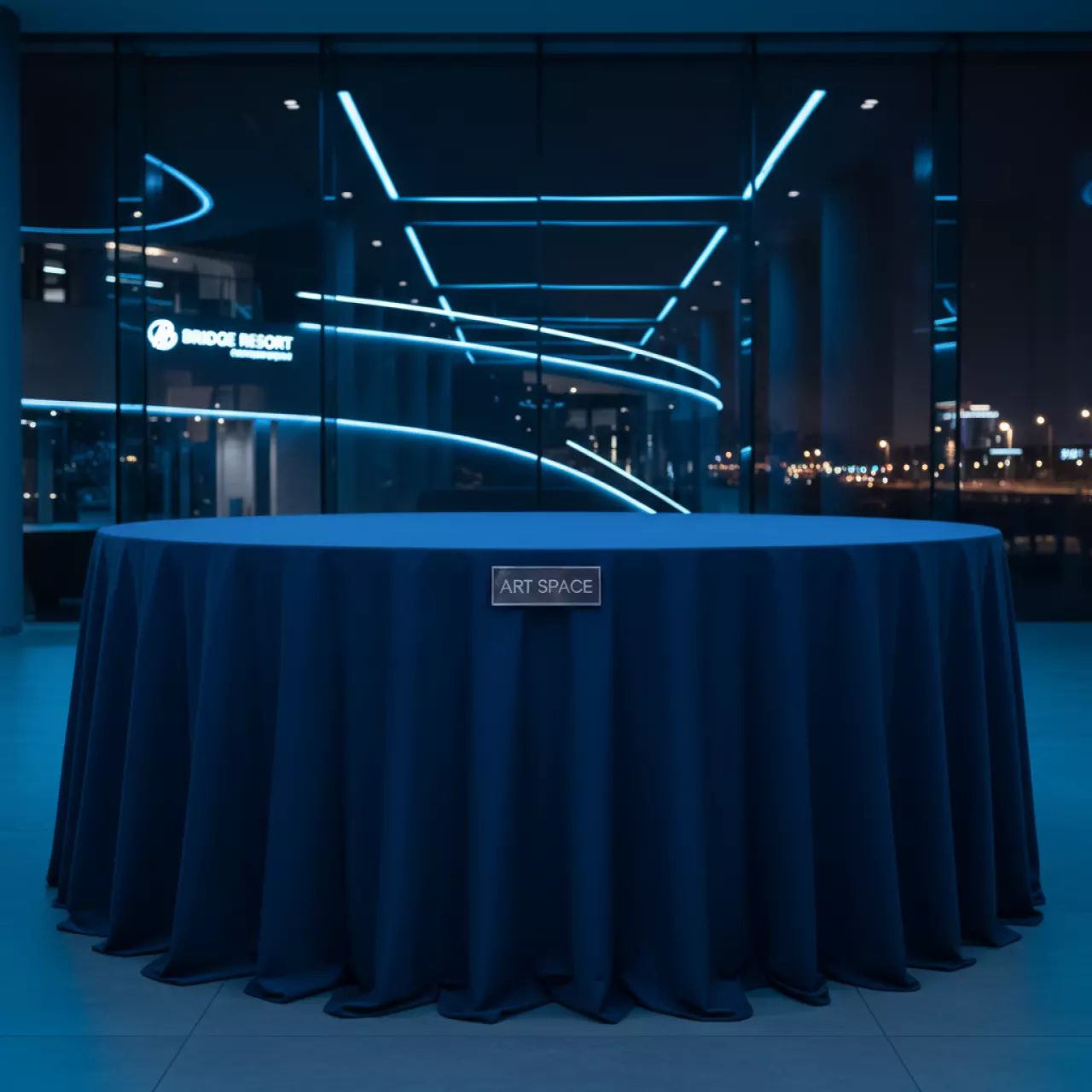 Аренда Скатерть круглая темно синий цвет 3,3 м в Bridge Resort — ART SPACE
