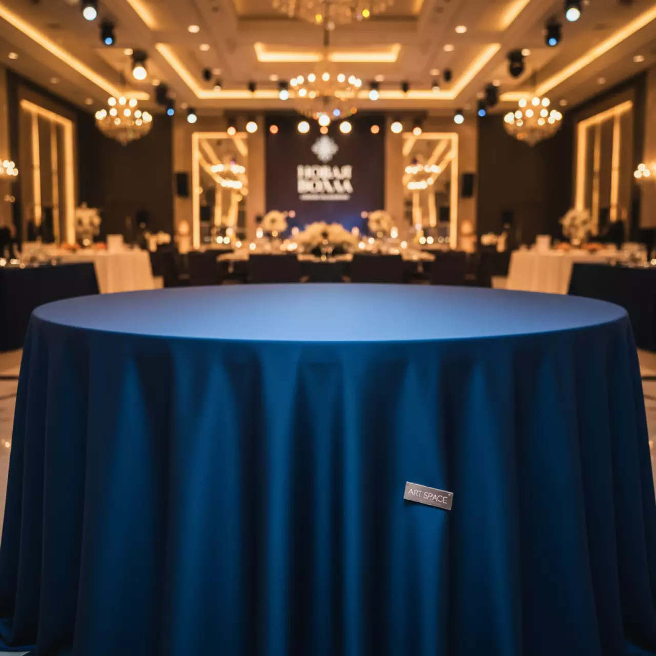 Аренда Скатерть круглая темно синяя диаметр 3 м в Karat Resort — ART SPACE