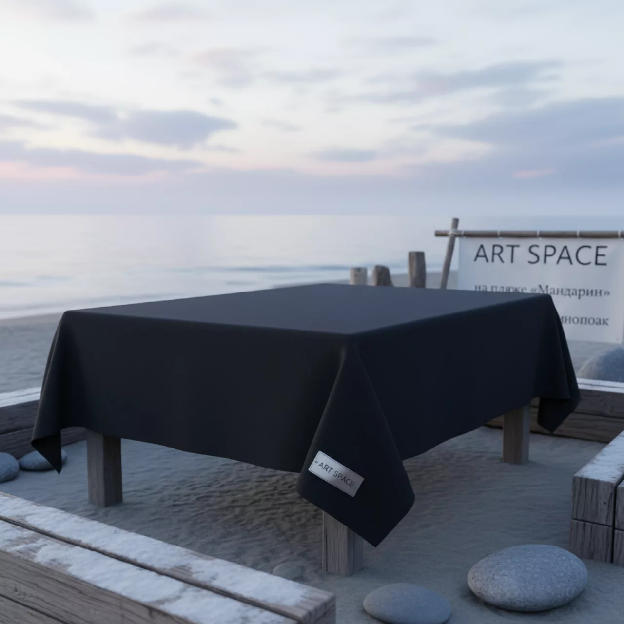 Аренда Скатерть квадратная габардин черная 1500х1500 мм на пляже «Мандарин» — ART SPACE