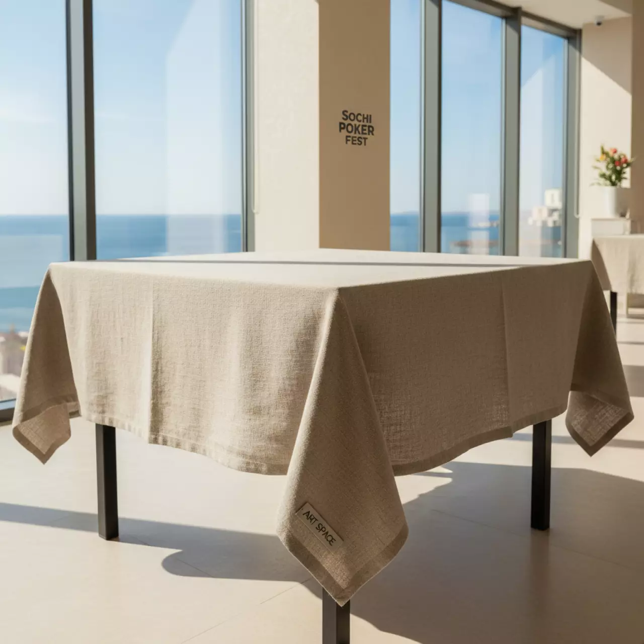 Аренда Скатерть квадратная лен бежевая 1500х1500 мм в гранд-отеле «Жемчужина» — ART SPACE