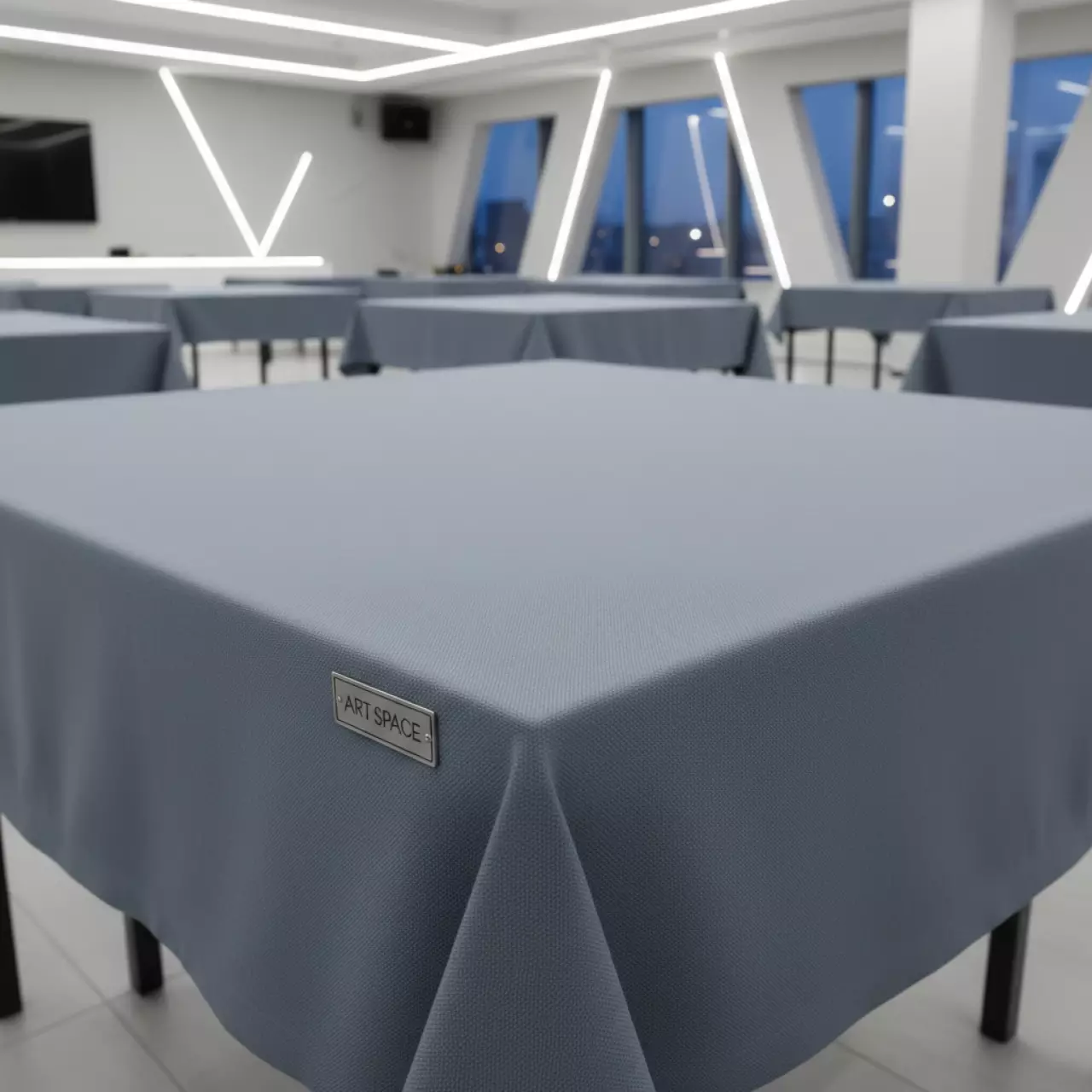 Аренда Скатерть квадратная серо голубая Габардин 1500х1500 мм в отеле «Звездный» — ART SPACE