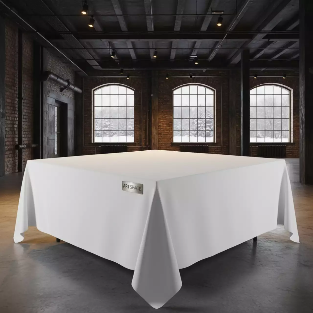 Аренда Скатерть квадратная журавинка белая гладь без шва 2000х2000 мм в Маринс Парк Отеле — ART SPACE