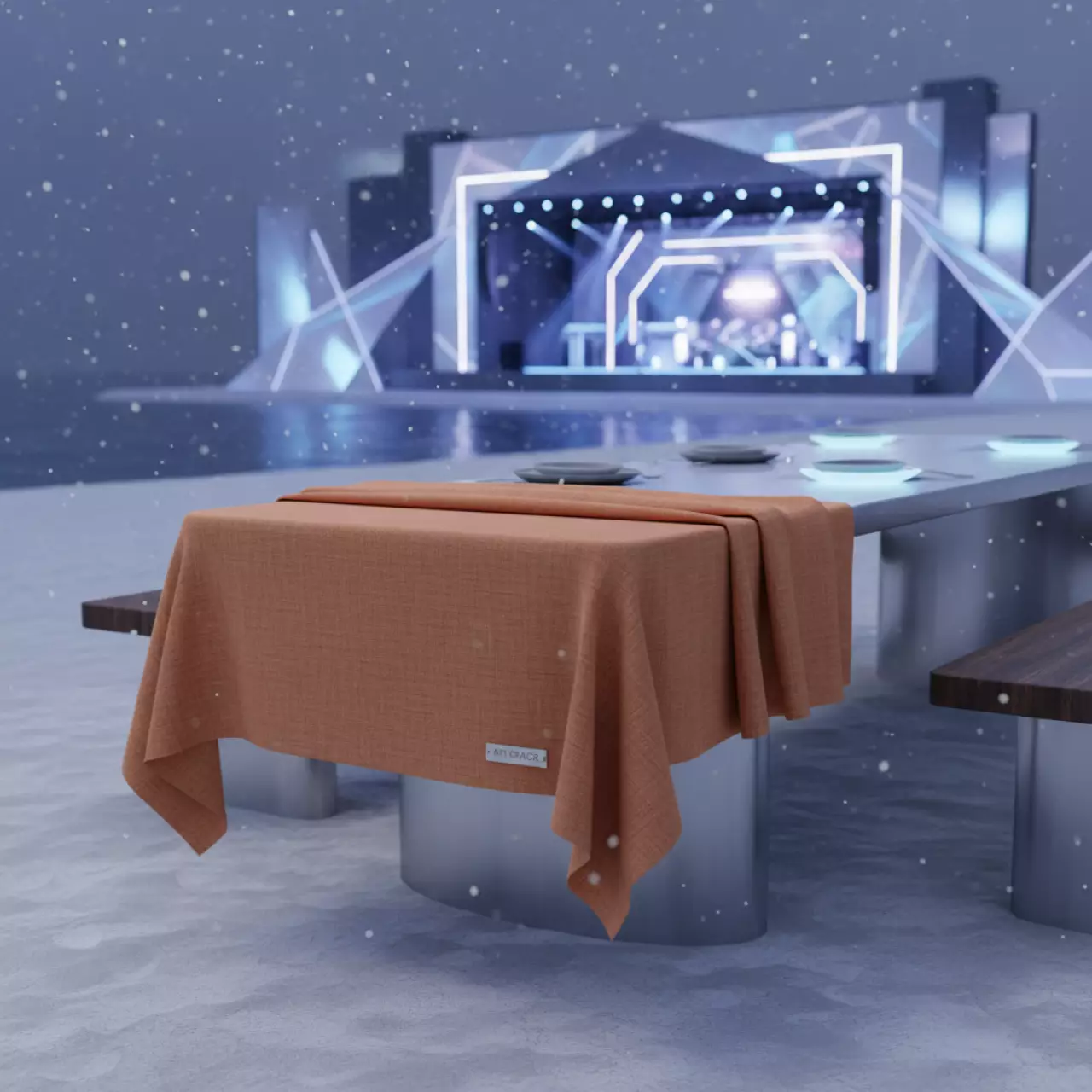 Аренда Скатерть лен терракотового цвета 3,2х2,25 м на пляже «Мандарин» — ART SPACE