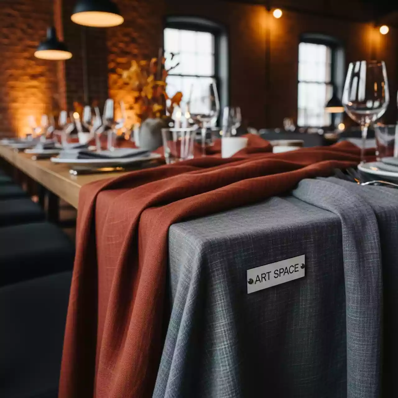 Аренда Скатерть Лён в ресторане «Высота 5642» — ART SPACE