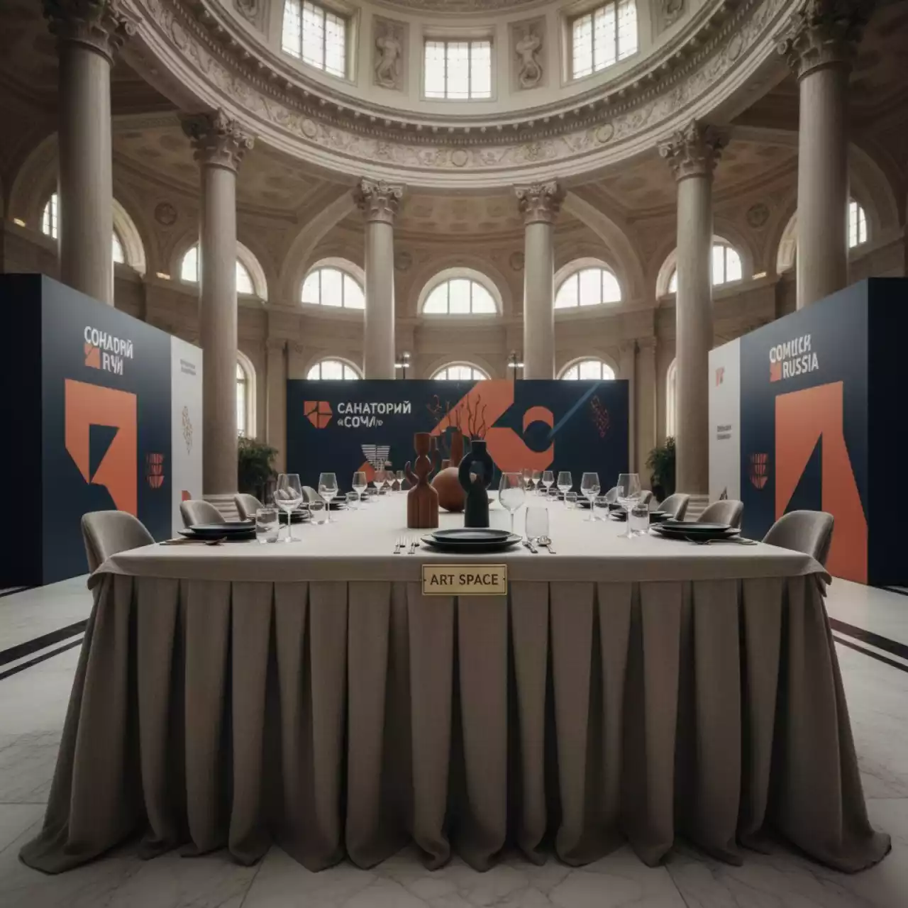 Аренда Скатерть Ленни натуральный лён в санатории «Сочи» — ART SPACE