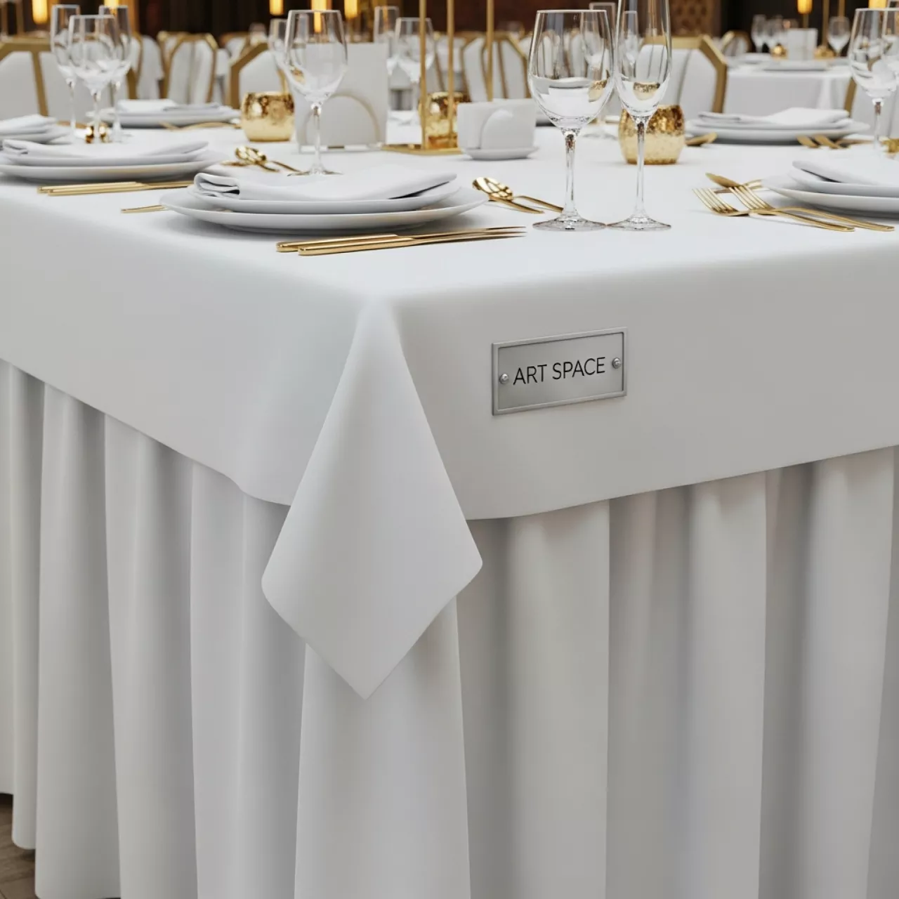Аренда Скатерть прямоугольная 2200х1500 мм журавинка белая гладь в зале «Чайка» (Морпорт) — ART SPACE