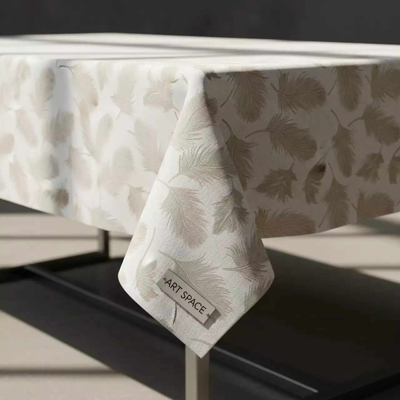 Аренда Скатерть прямоугольная 2200х1500 ричард бежевое перо в Delta Sirius — ART SPACE