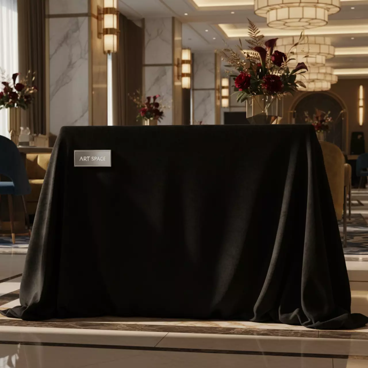 Аренда Скатерть прямоугольная "Бархат" черная 3300х2250 мм в Radisson Blu Resort & Congress Centre — ART SPACE