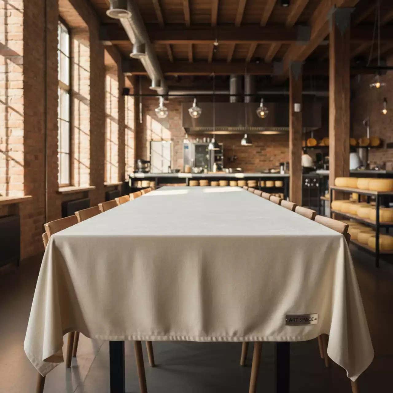 Аренда Скатерть прямоугольная бархатная бесшовная Ларго XL айвори в ресторане «Сыроварня» — ART SPACE