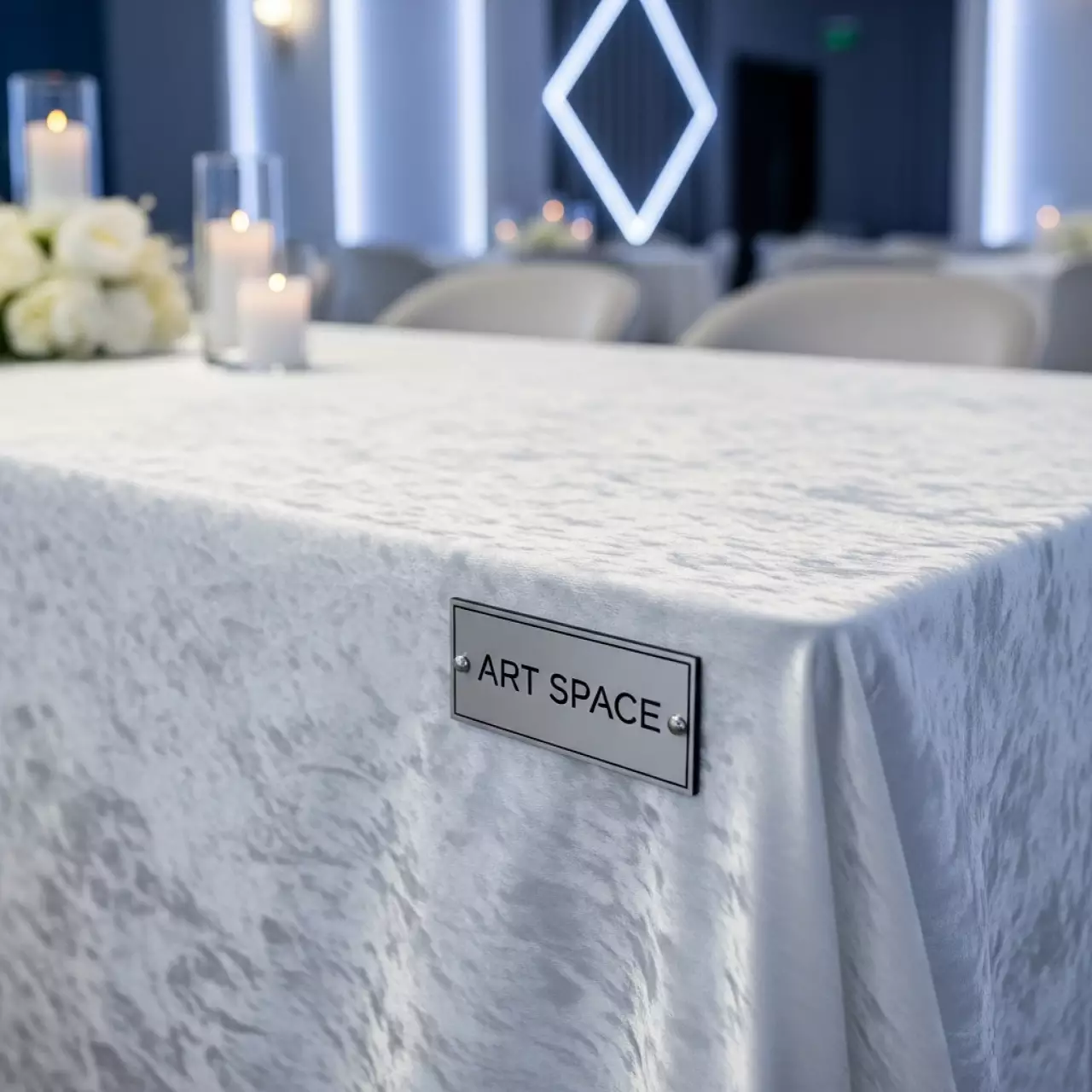 Аренда Скатерть прямоугольная бархатная бесшовная Ларго XL белая в Boutique Hotel PORTUM 1905 — ART SPACE