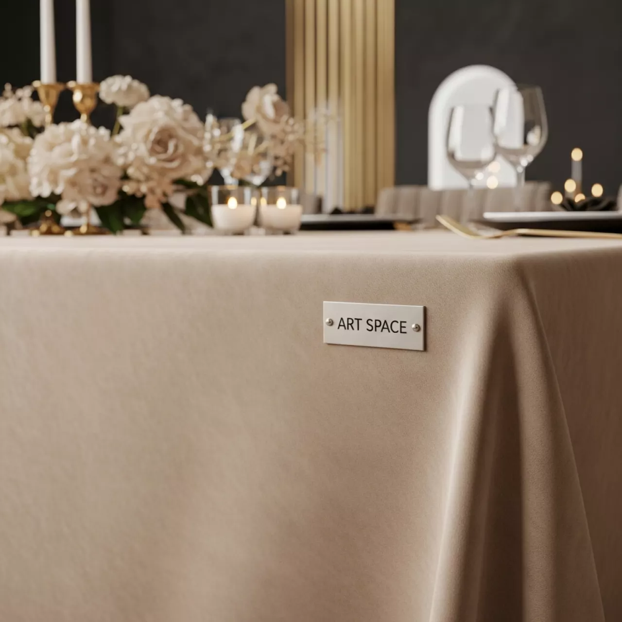 Аренда Скатерть прямоугольная бархатная бесшовная Ларго XL бежевая в санатории «Черноморье» — ART SPACE