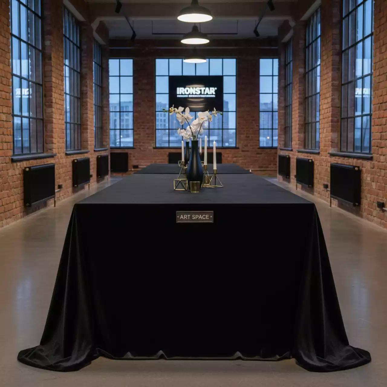 Аренда Скатерть прямоугольная бархатная бесшовная Ларго XL черная в гранд-отеле «Жемчужина» — ART SPACE