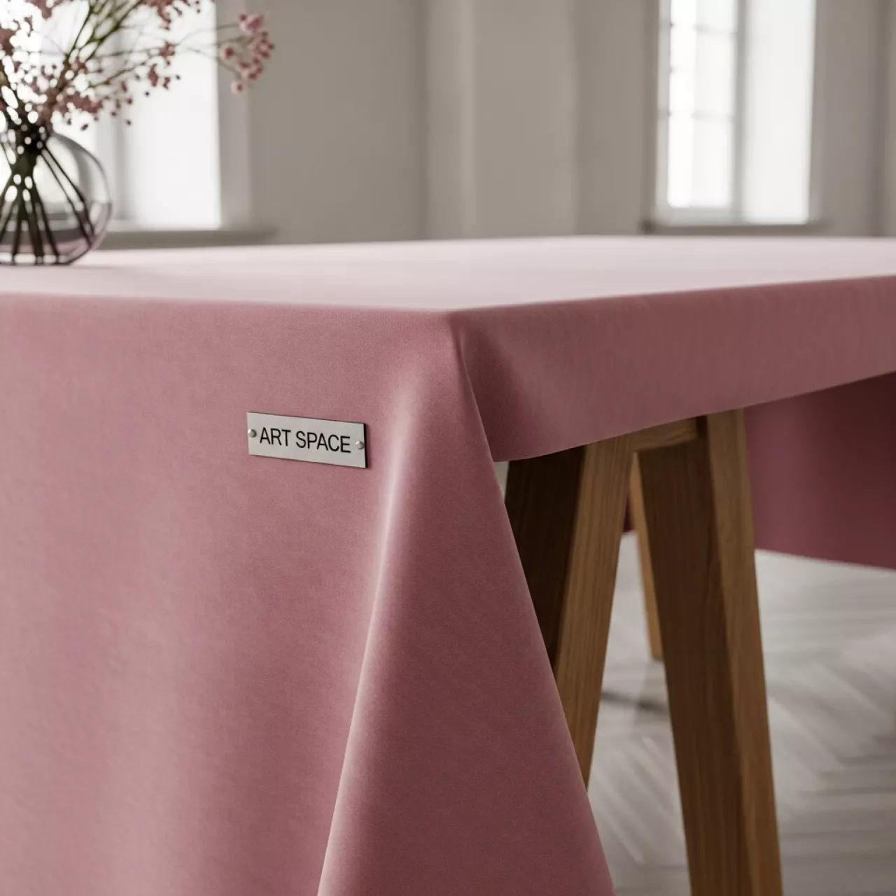 Аренда Скатерть прямоугольная бархатная розовая пудра в усадьбе Голицына — ART SPACE