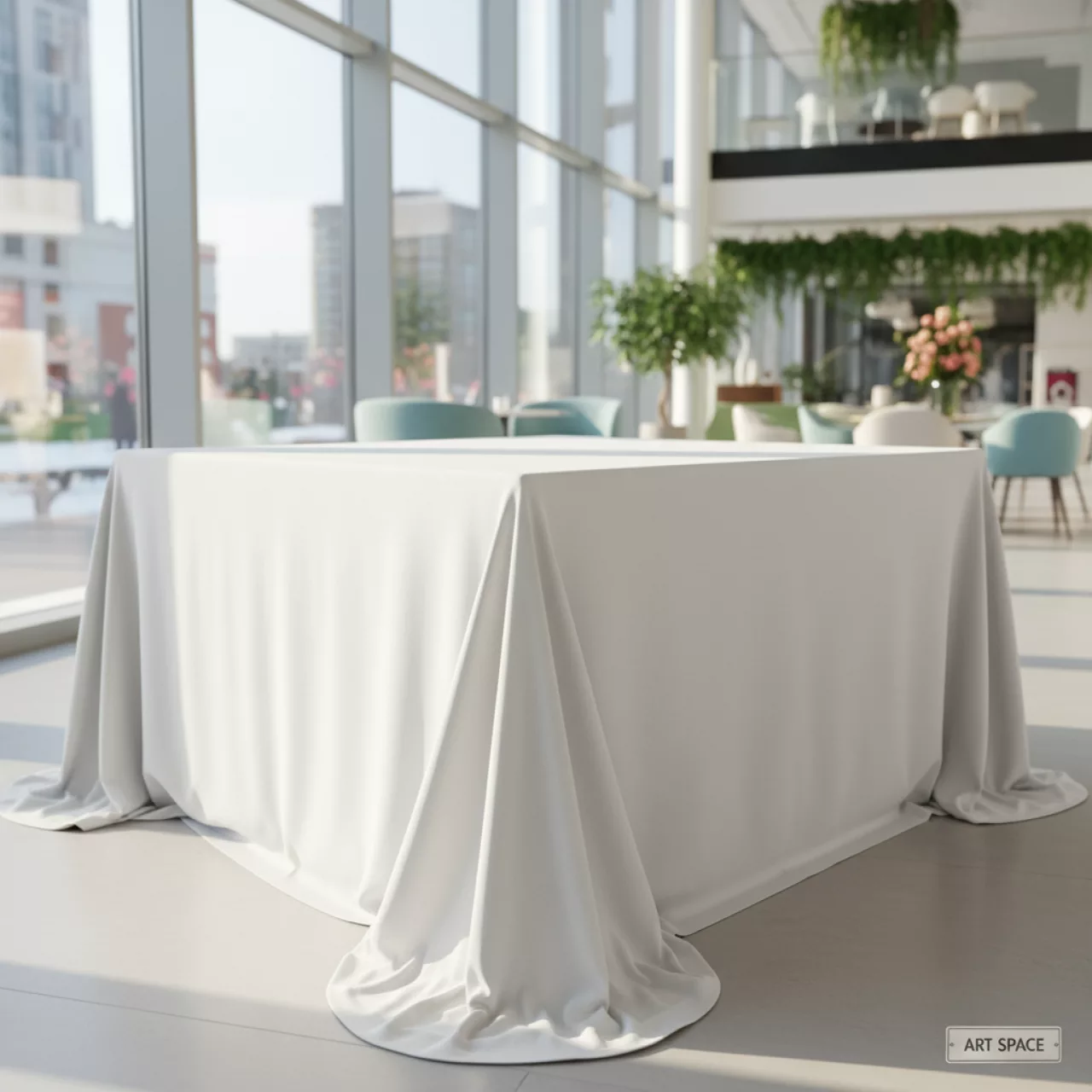 Аренда Скатерть прямоугольная белая гладь журавинка без шва 2800х1700 мм в Green Flow Hotel — ART SPACE