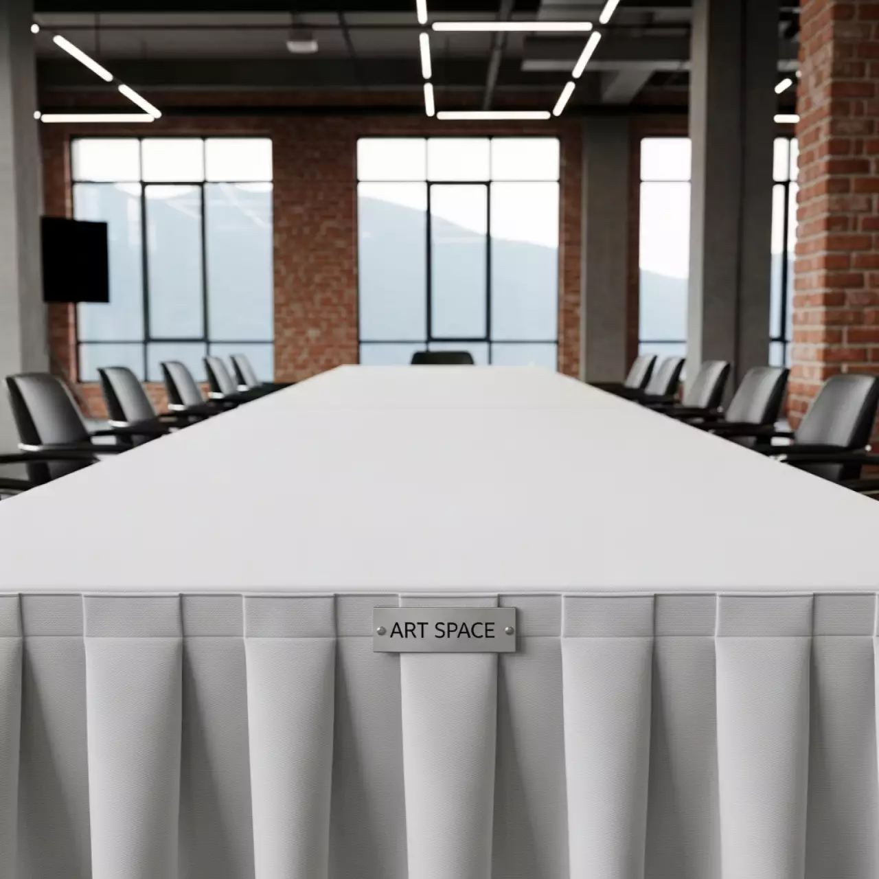 Аренда Скатерть прямоугольная белая поликоттон широкая в Поляна 1389 Отель и Спа — ART SPACE