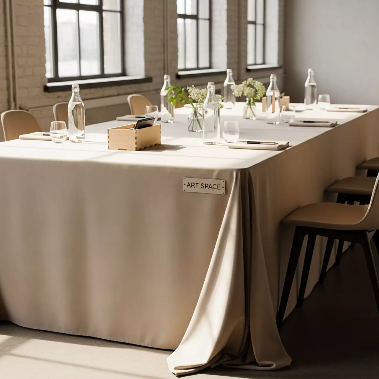 Аренда Скатерть прямоугольная бежевая профи 1,5х2,5 м в этно-парке «Моя Россия» — ART SPACE