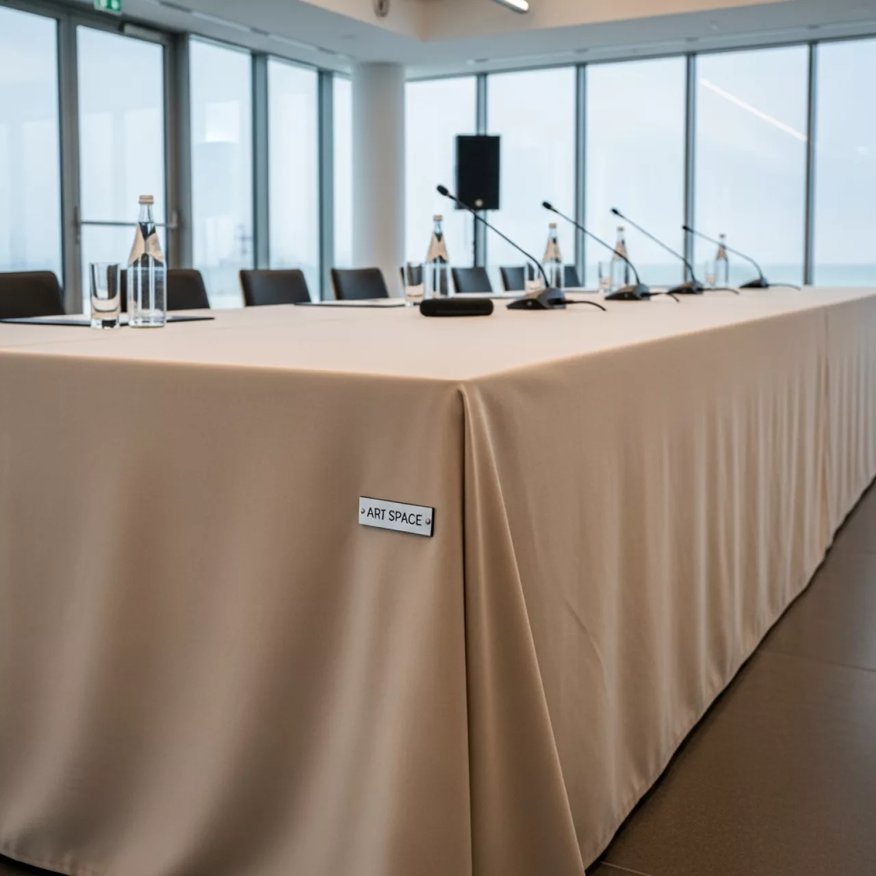 Аренда Скатерть прямоугольная бежевая ткань барби 1,5х2,5 м на пляже «Ривьера» — ART SPACE