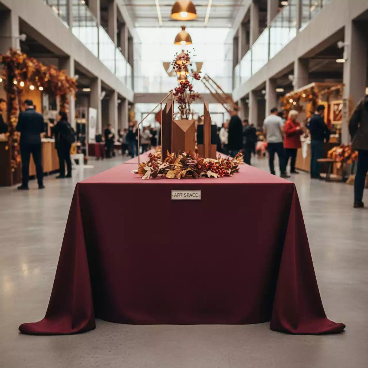 Аренда Скатерть прямоугольная бордовая Pantone 208 U в МФК «Горный» — ART SPACE