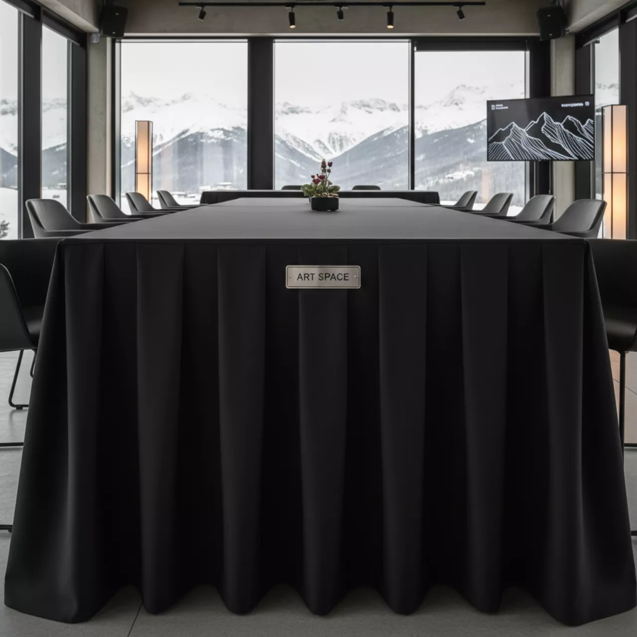 Аренда Скатерть прямоугольная чёрная 1,5х2,5 м в Поляна 1389 Отель и Спа — ART SPACE