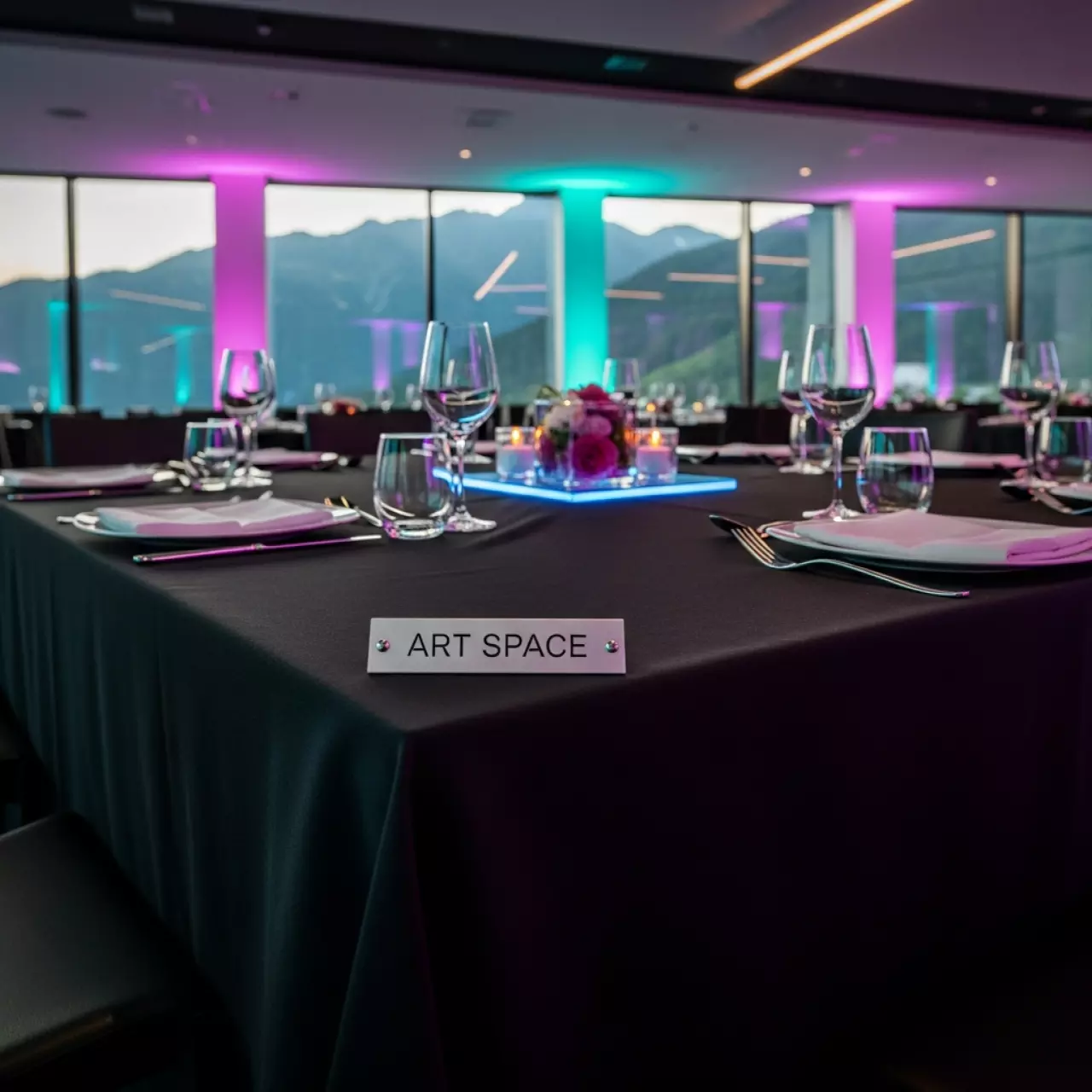 Аренда Скатерть прямоугольная черная журавинка 2200х1500 мм в Panorama by Mercure — ART SPACE