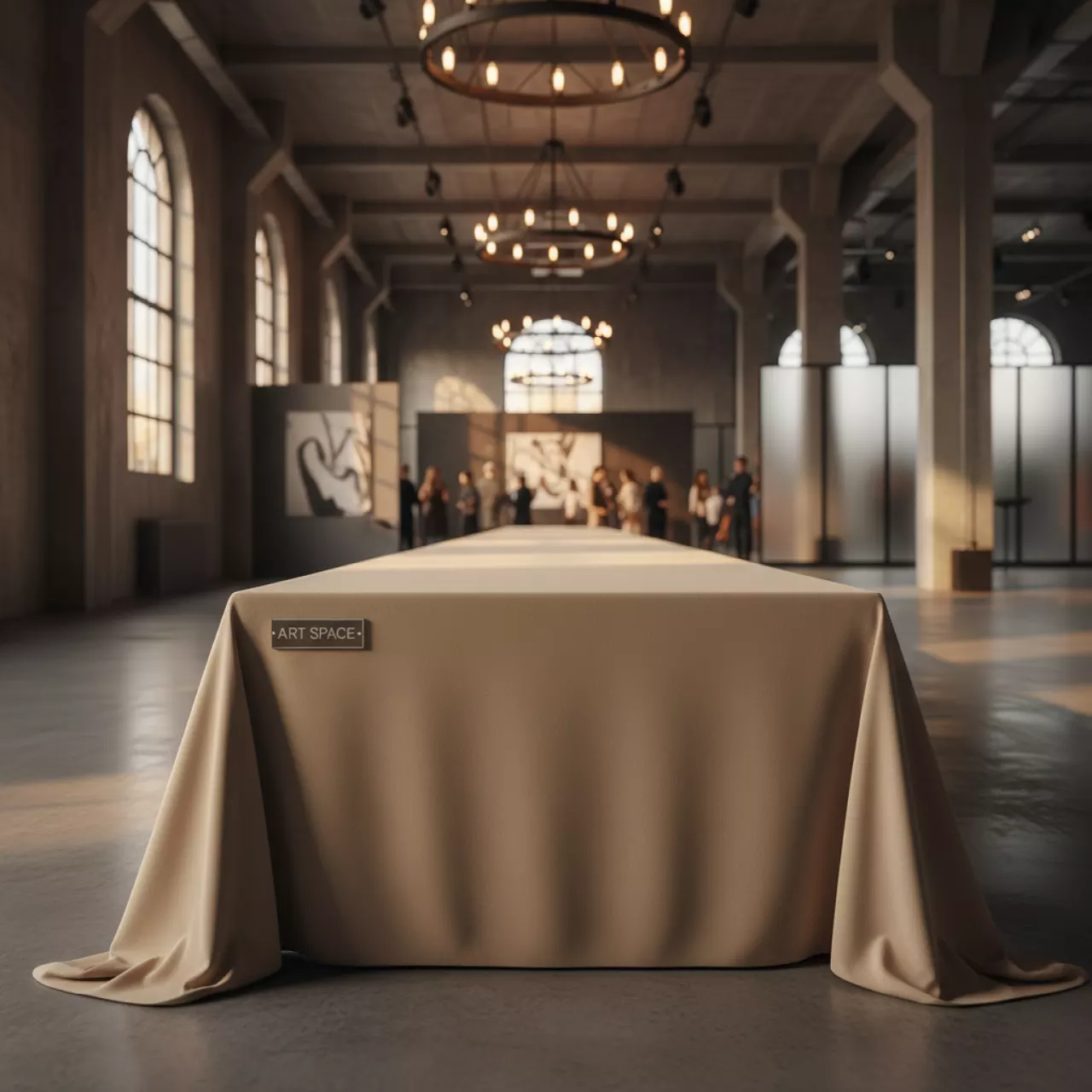 Аренда Скатерть прямоугольная Габардин бежевая 3000х2250 мм в ледовом дворце «Большой» — ART SPACE