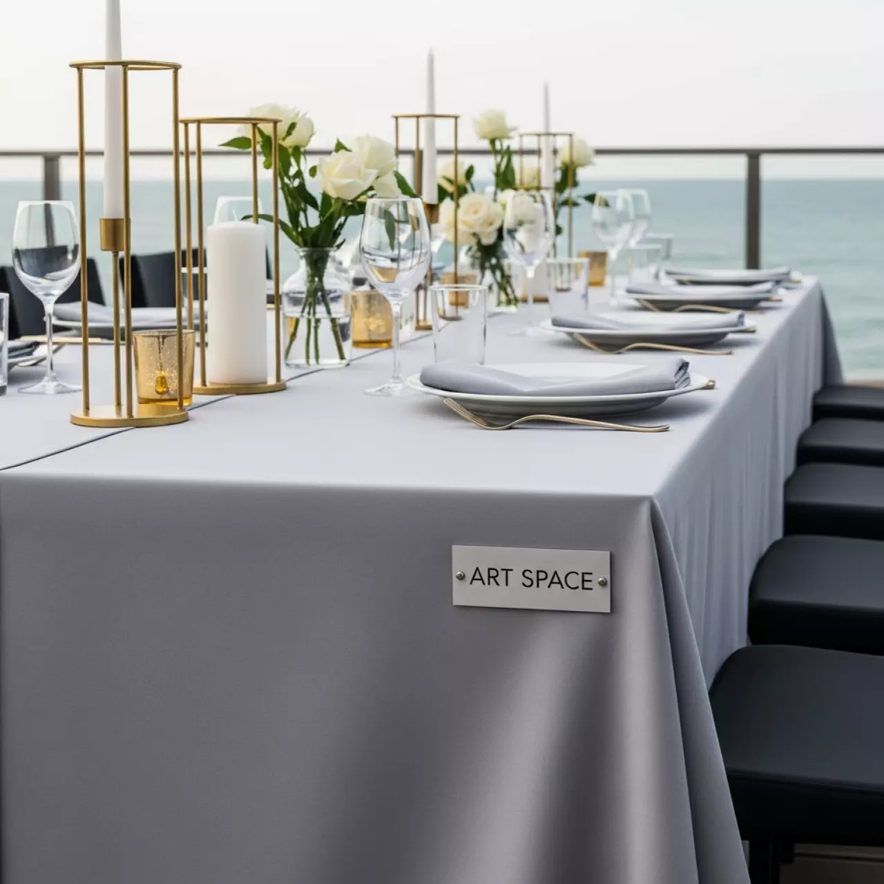 Аренда Скатерть прямоугольная Габардин светло серая на Имеретинской набережной — ART SPACE