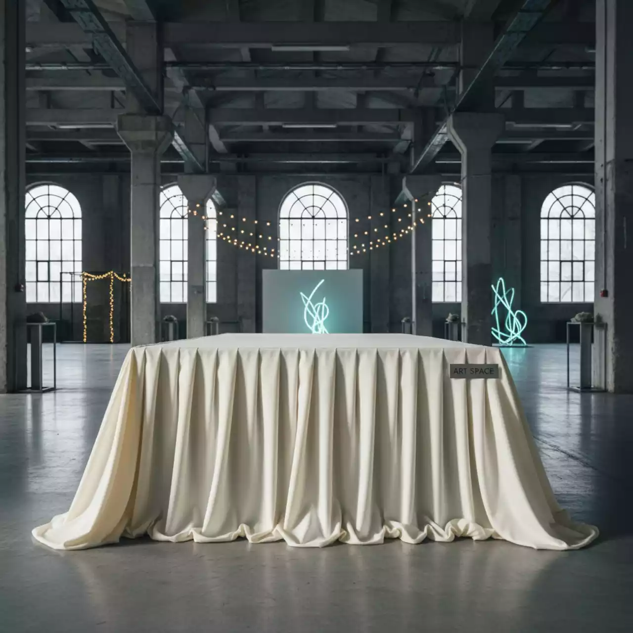 Аренда Скатерть прямоугольная габардиновая айвори увеличенная Рондо в Alpha Sirius — ART SPACE