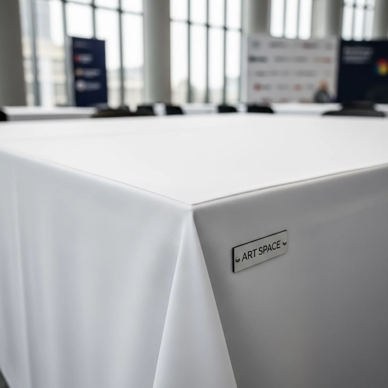 Аренда Скатерть прямоугольная габардиновая белая увеличенная Рондо в Pullman Sochi Centre — ART SPACE
