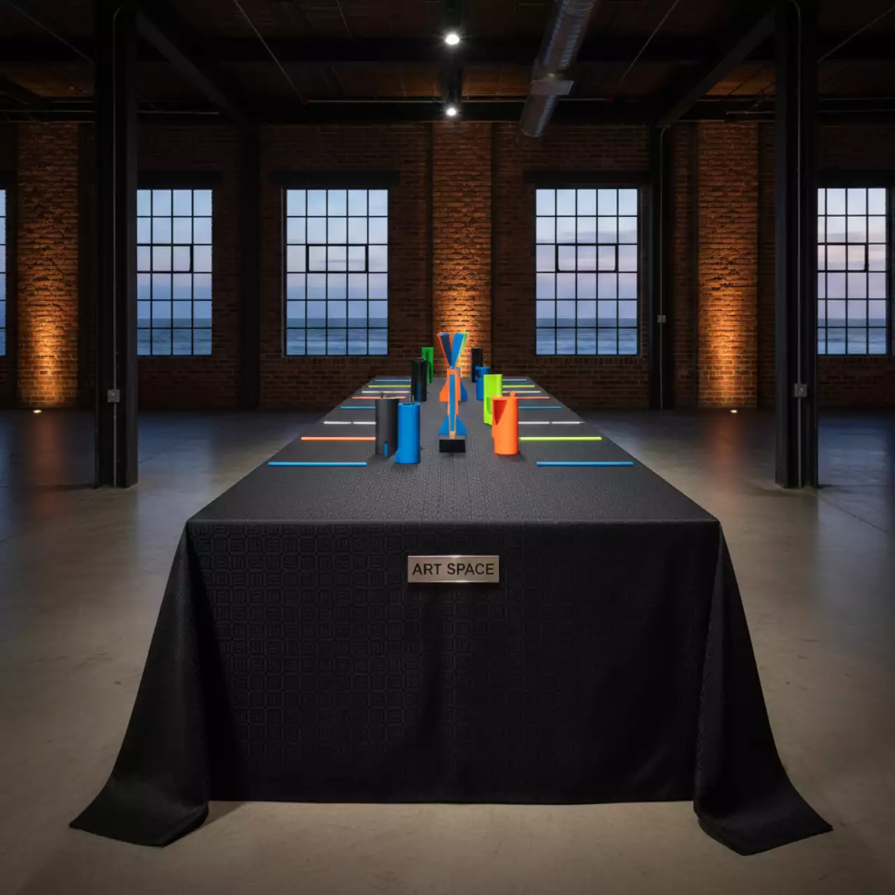 Аренда Скатерть прямоугольная габардиновая черная Рондо в пляжном клубе Del Mar — ART SPACE