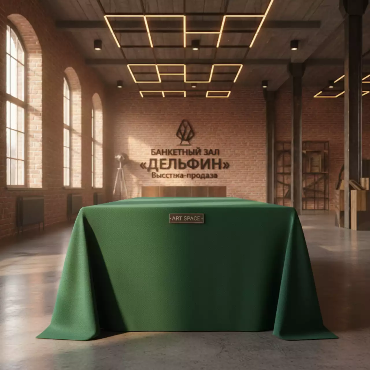 Аренда Скатерть прямоугольная габардиновая изумрудная Рондо в банкетном зале «Дельфин» — ART SPACE