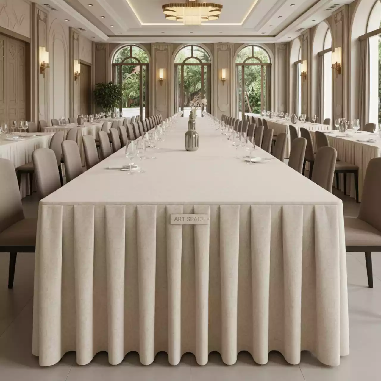 Аренда Скатерть прямоугольная габардиновая кофе с молоком Рондо в санатории «Октябрьский» — ART SPACE