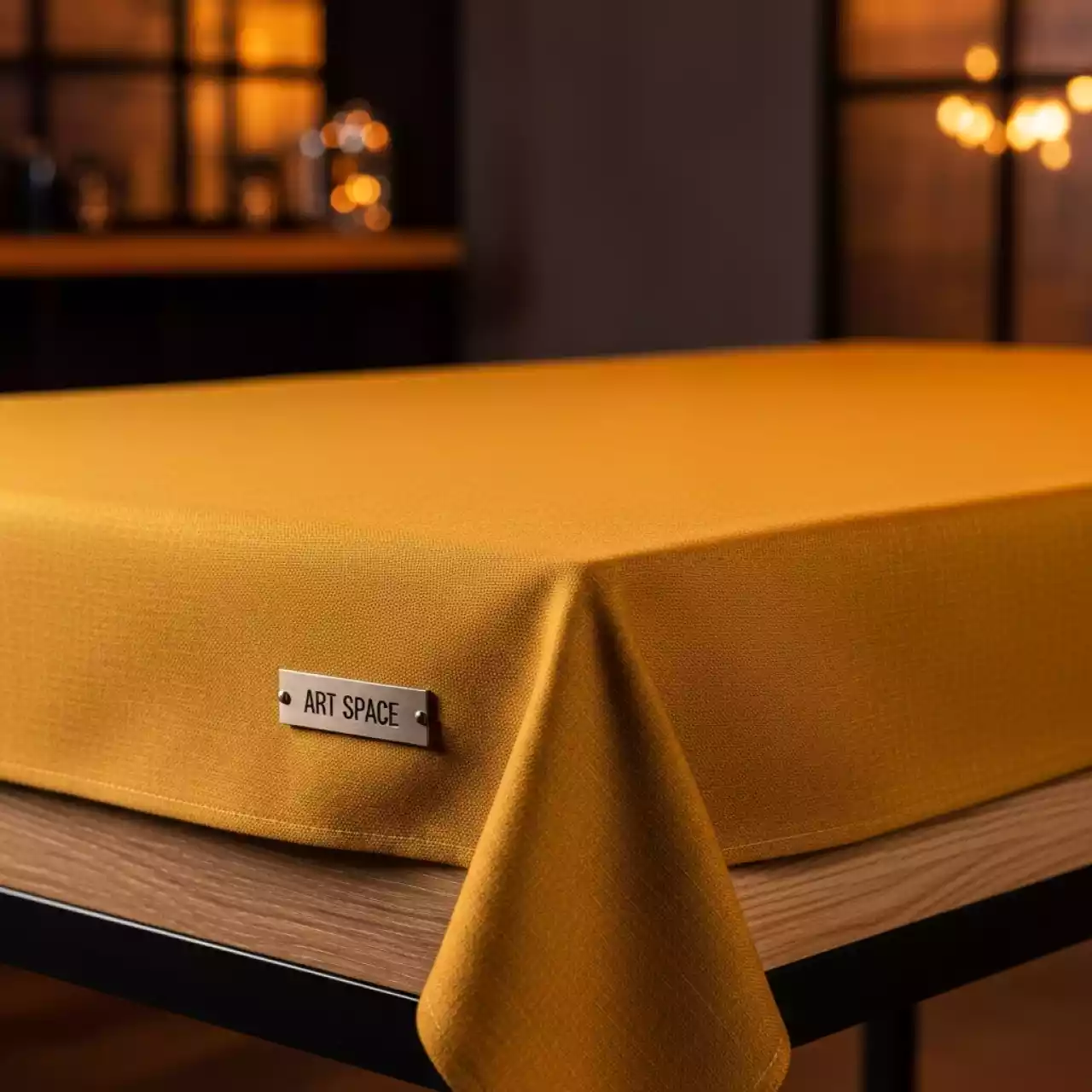 Аренда Скатерть прямоугольная габардиновая Rondo горчичная на арене «Фишт» — ART SPACE