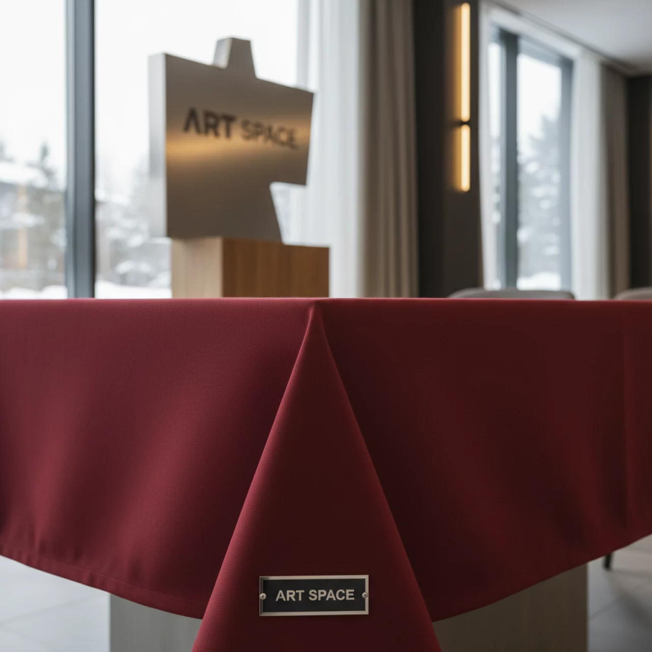 Аренда Скатерть прямоугольная габардиновая Рондо красная в Karat Resort — ART SPACE