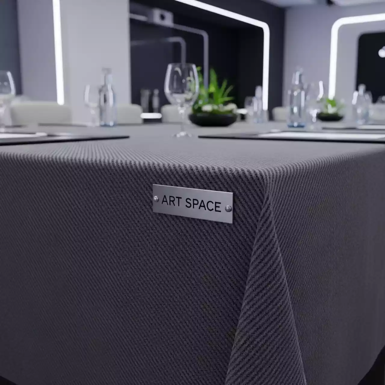 Аренда Скатерть прямоугольная габардиновая Rondo темно серая в Karat Resort — ART SPACE