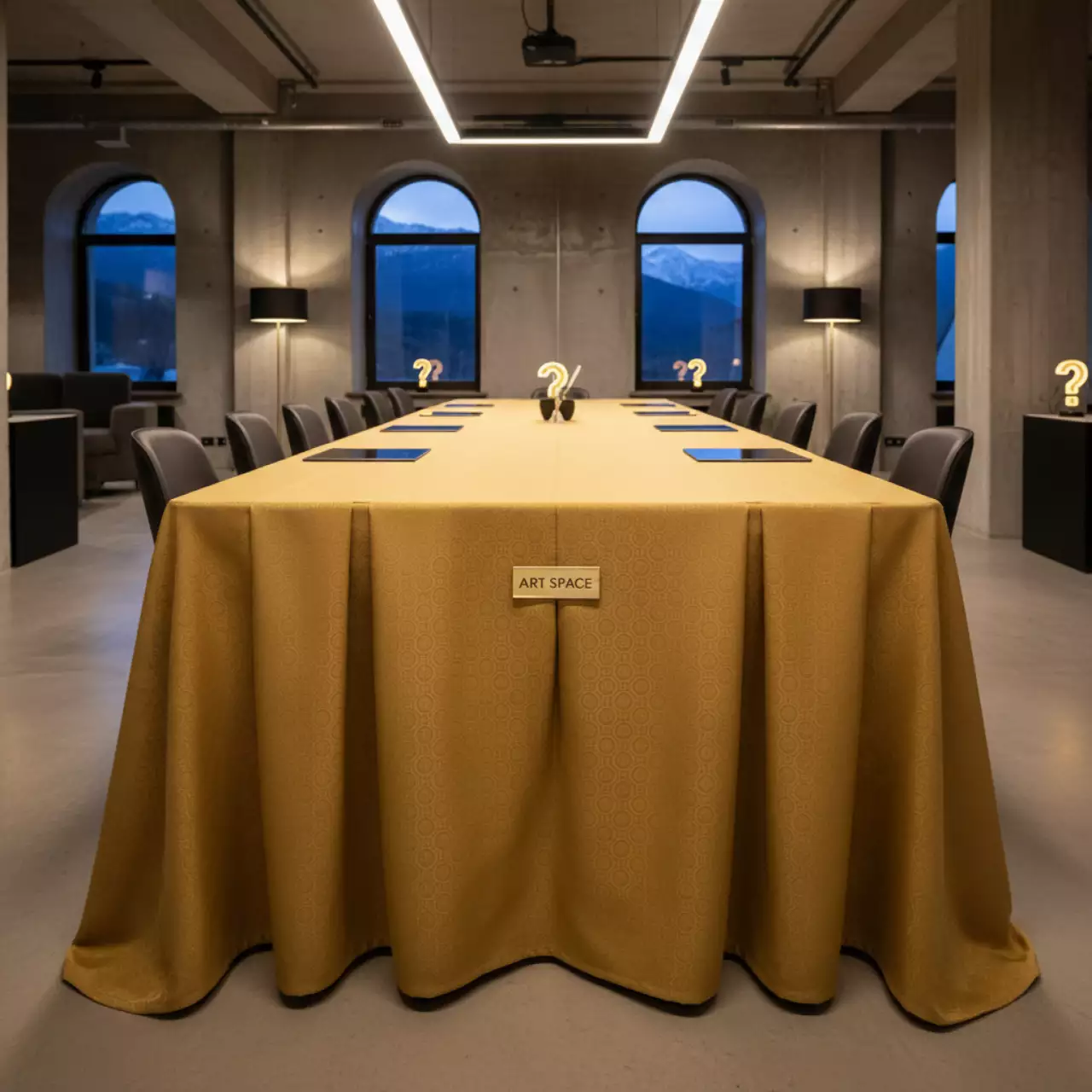 Аренда Скатерть прямоугольная габардиновая Rondo золотистая в Поляна 1389 Отель и Спа — ART SPACE