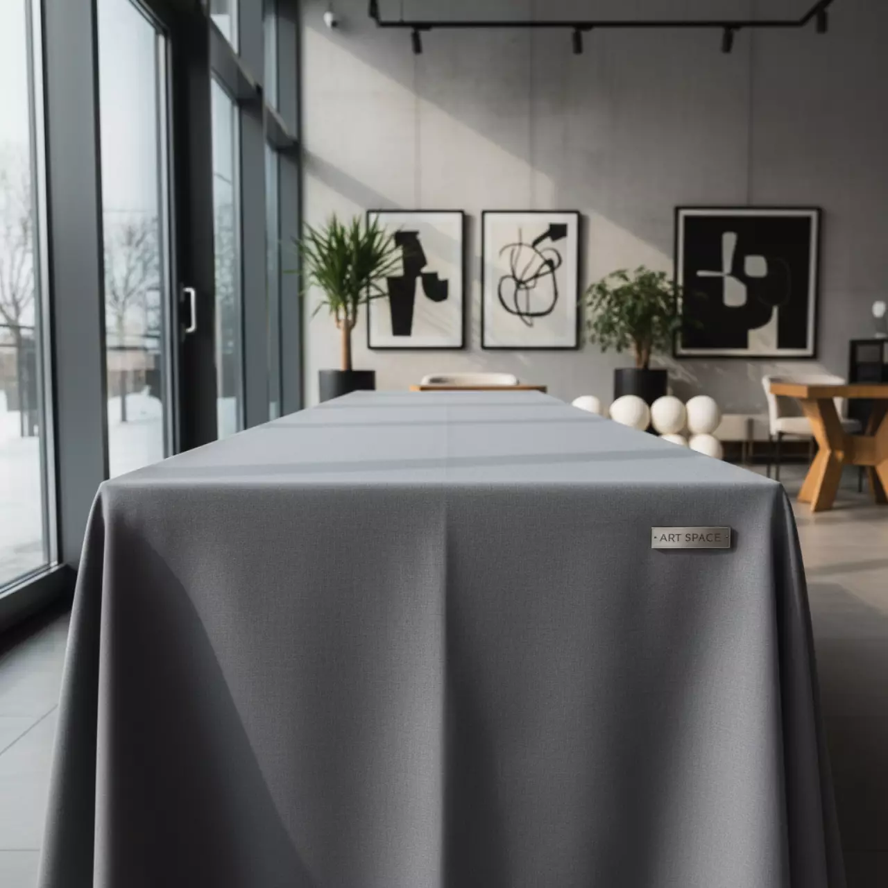 Аренда Скатерть прямоугольная габардиновая стальная серая Рондо в ресторане «Brunello» — ART SPACE
