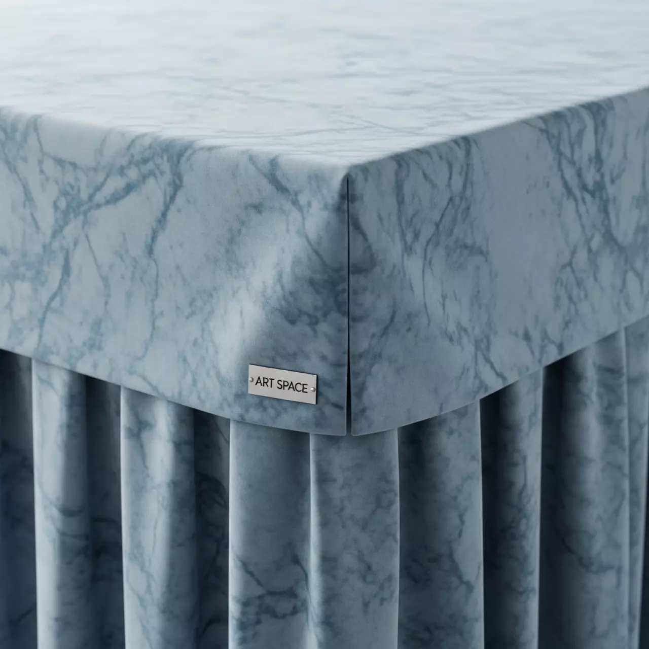 Аренда Скатерть прямоугольная голубая Мраморный Бархат 3300х2300 мм в ресторане «Voda» — ART SPACE