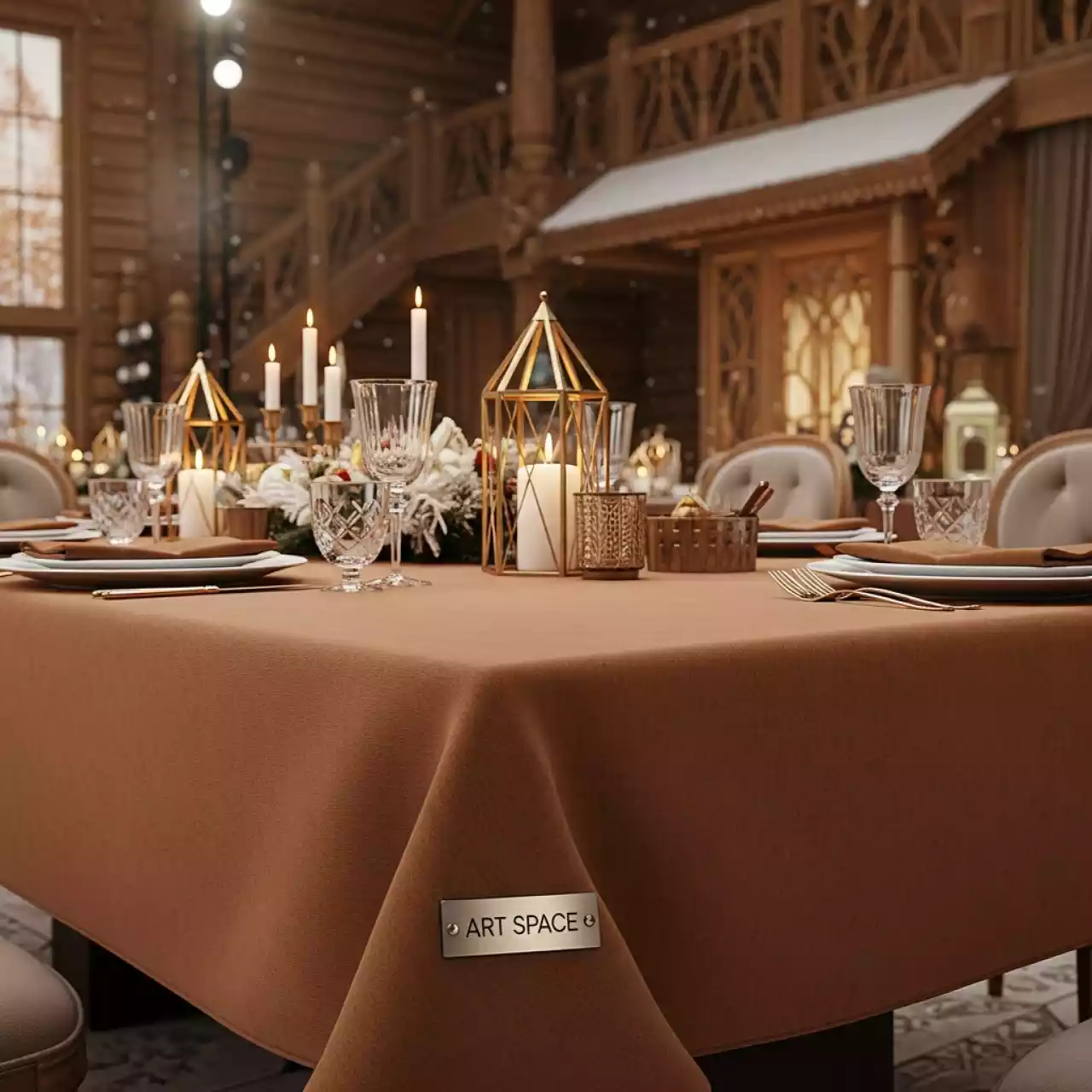 Аренда Скатерть прямоугольная кофе с молоком 1,4х2,4 м в этно-парке «Моя Россия» — ART SPACE