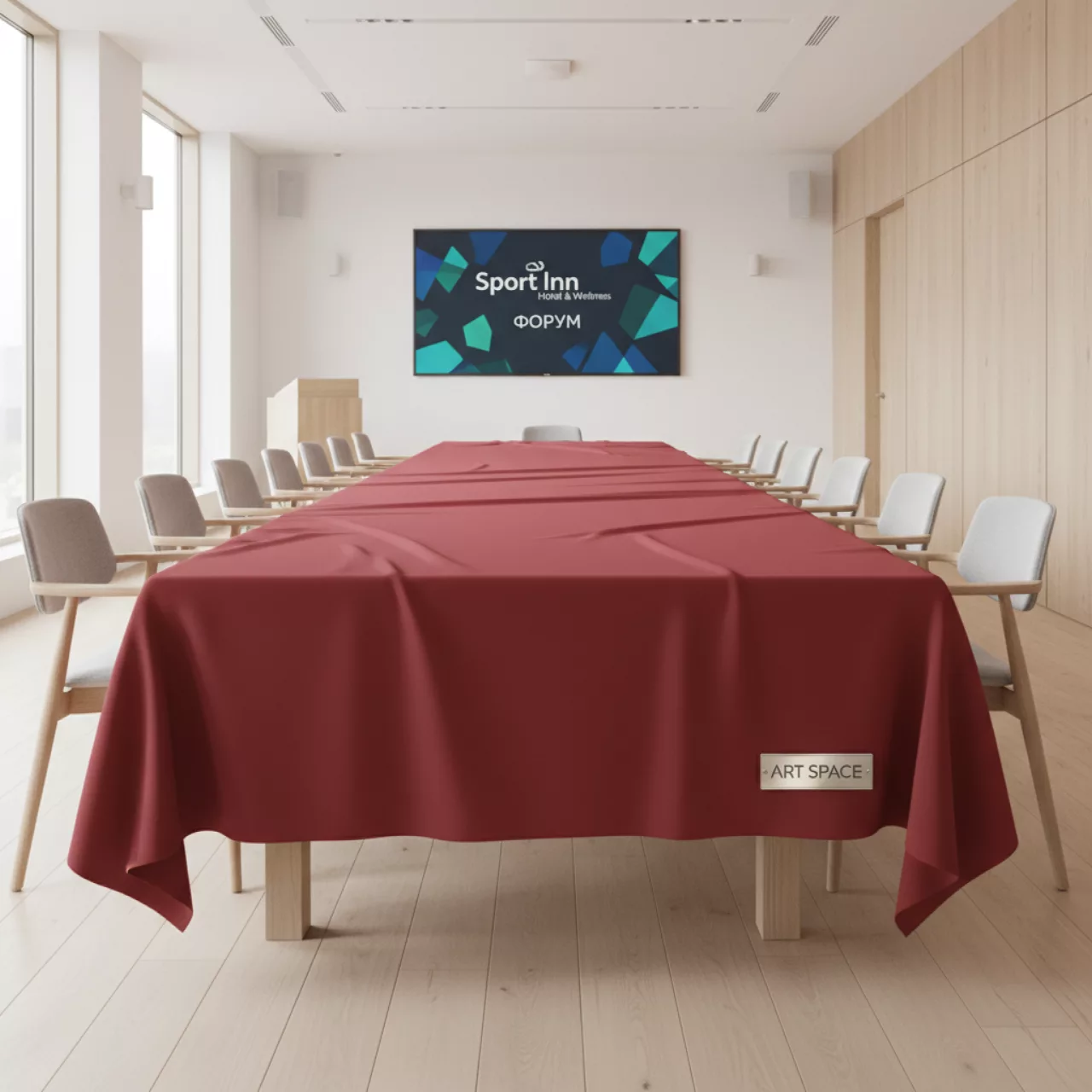 Аренда Скатерть прямоугольная Ричард красная 2000х1500 мм в Sport Inn Hotel & Wellness — ART SPACE