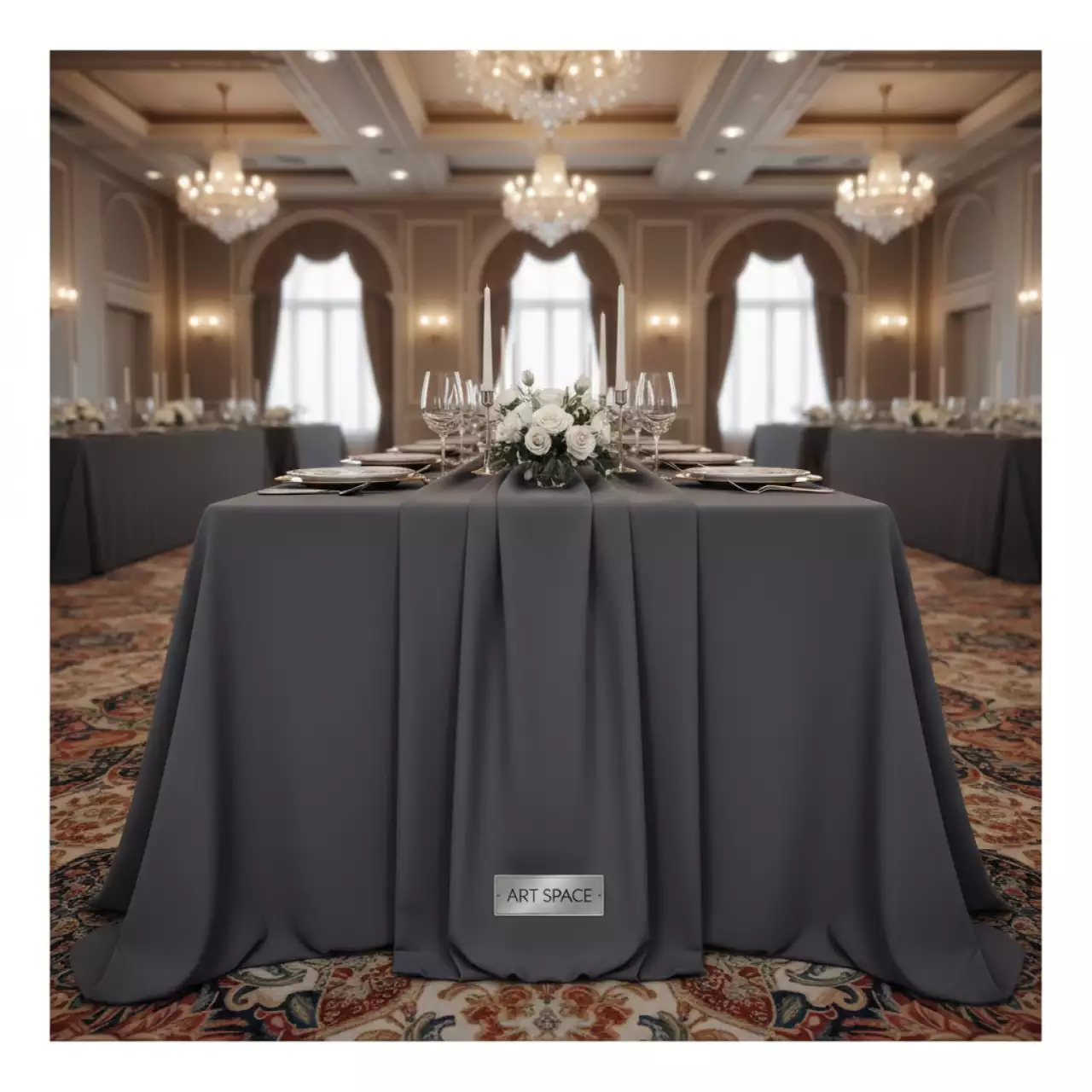 Аренда Скатерть прямоугольная серая 3,3х2,25 м в конгресс-холле отеля Жемчужина — ART SPACE