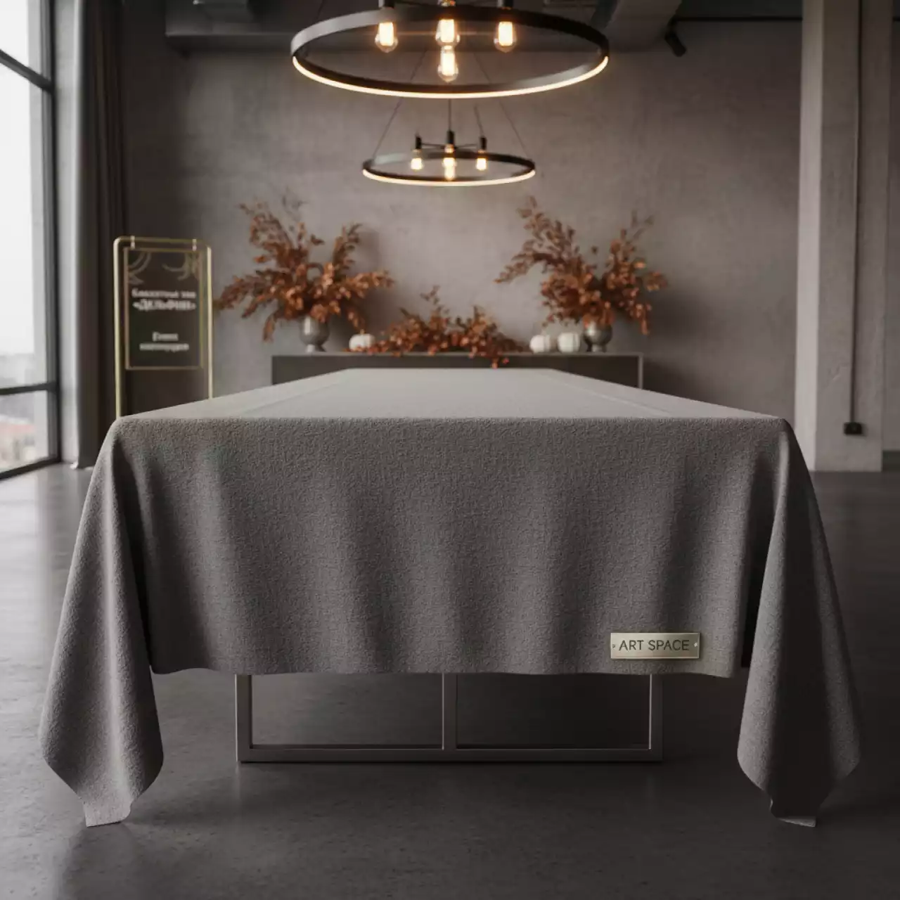 Аренда Скатерть прямоугольная серая в банкетном зале «Дельфин» — ART SPACE