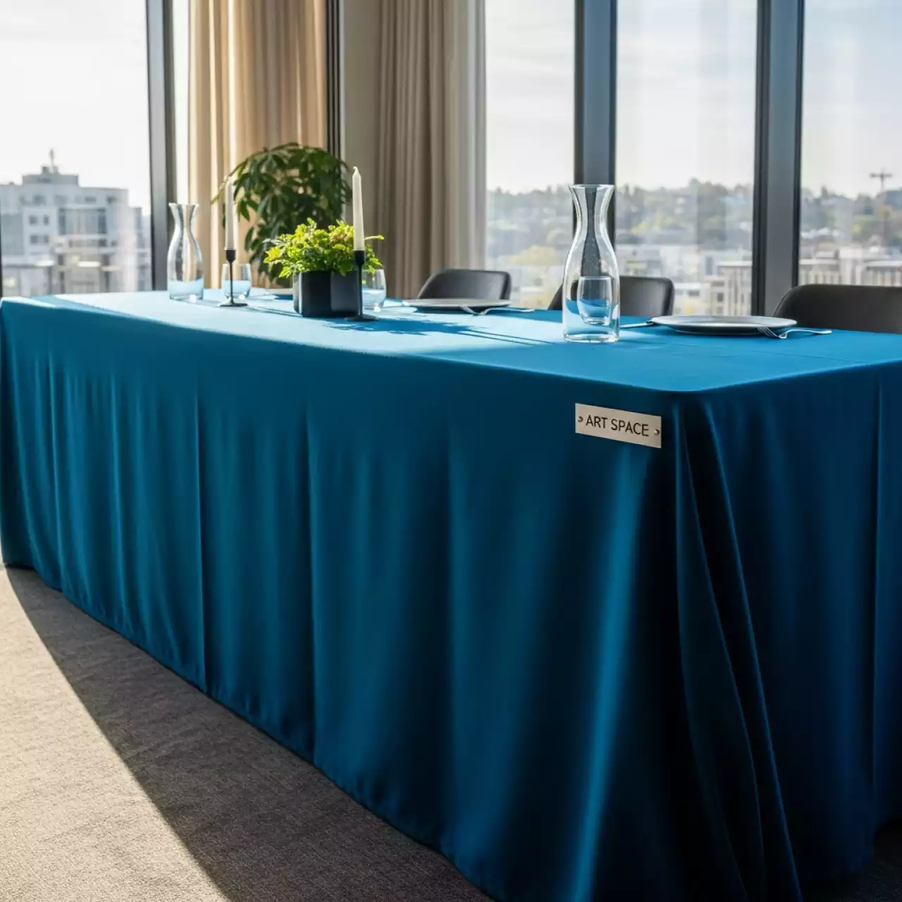 Аренда Скатерть прямоугольная синяя 3,3х2,25 м в Panorama by Mercure — ART SPACE